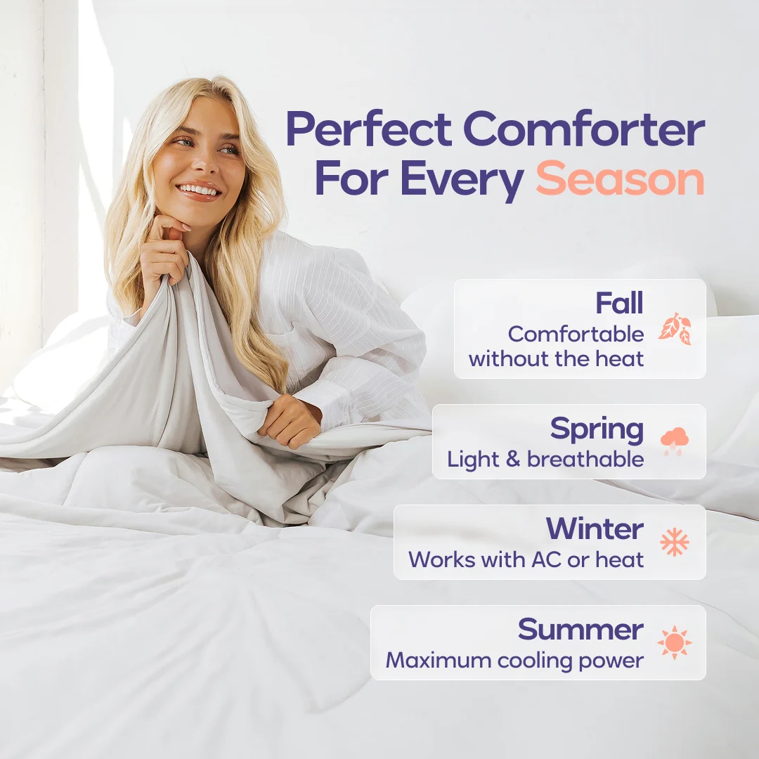 The Cooling Comforter used through fall, spring, winter and summer